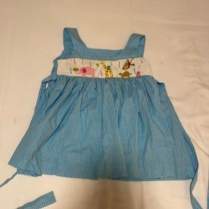 Rags land size 3T girls smocked dress blue party animals